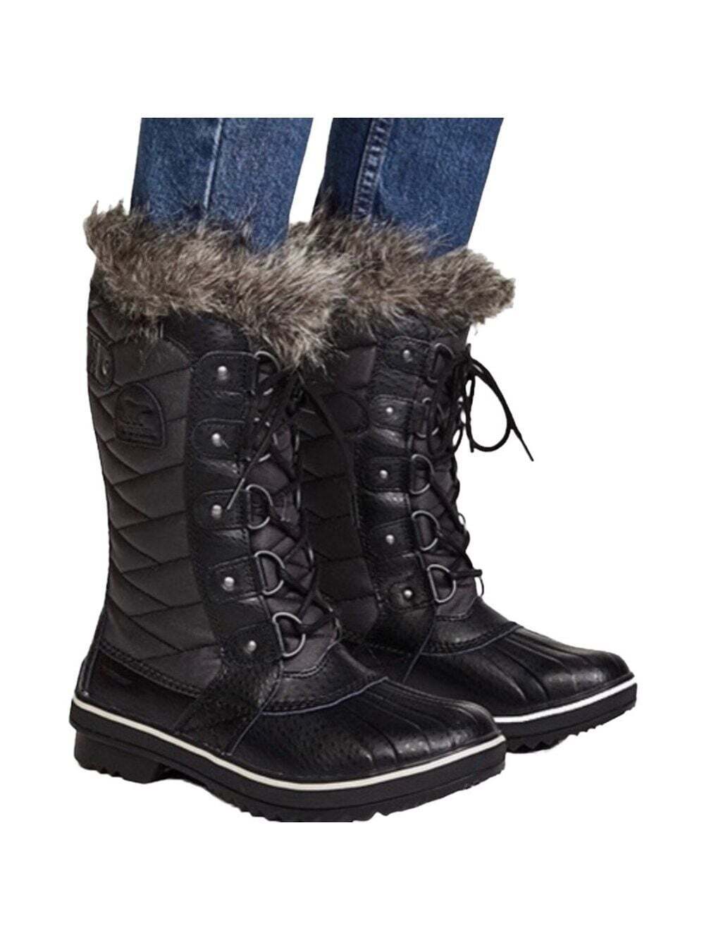 Sorel Tofino II Black Winter and Snow Boots with Faux Fur Lace Up Style Size 7